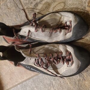 La Sportiva Black and White Climbing Shoes with Red Accents